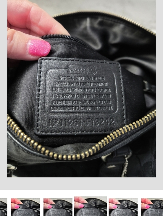 Coach Black Signature Satchel with Leather Trim - Picture 3 of 4